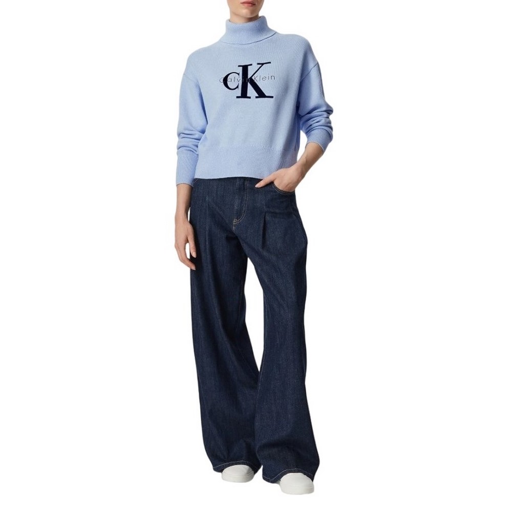 CALVIN KLEIN JEANS LS LOGO TNECK PULLOVER ΜΠΛΟΥΖΑ ΠΛΕΚΤΗ ΓΥΝΑΙΚΕΙΑ CIEL