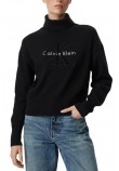CALVIN KLEIN JEANS LS LOGO TNECK PULLOVER ΜΠΛΟΥΖΑ ΠΛΕΚΤΗ ΓΥΝΑΙΚΕΙΑ BLACK