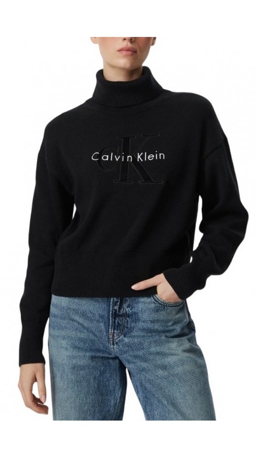 CALVIN KLEIN JEANS LS LOGO TNECK PULLOVER ΜΠΛΟΥΖΑ ΠΛΕΚΤΗ ΓΥΝΑΙΚΕΙΑ BLACK