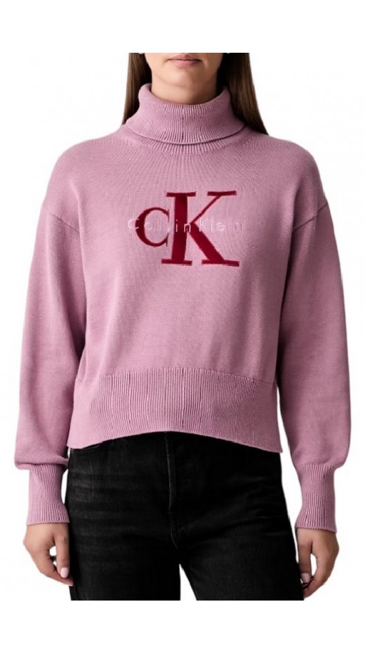CALVIN KLEIN JEANS LS LOGO TNECK PULLOVER ΜΠΛΟΥΖΑ ΠΛΕΚΤΗ ΓΥΝΑΙΚΕΙΑ DUSKY ORCHID