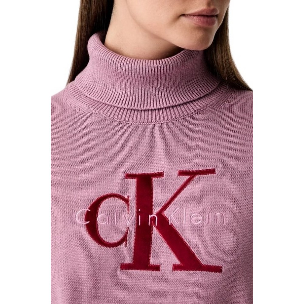 CALVIN KLEIN JEANS LS LOGO TNECK PULLOVER ΜΠΛΟΥΖΑ ΠΛΕΚΤΗ ΓΥΝΑΙΚΕΙΑ DUSKY ORCHID