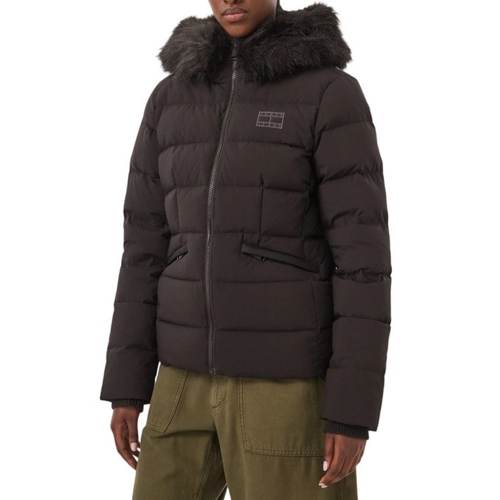 TOMMY JEANS SLIM HOOD PUFFER DOWN EXT ΜΠΟΥΦΑΝ ΓΥΝΑΙΚΕΙΟ BLACK