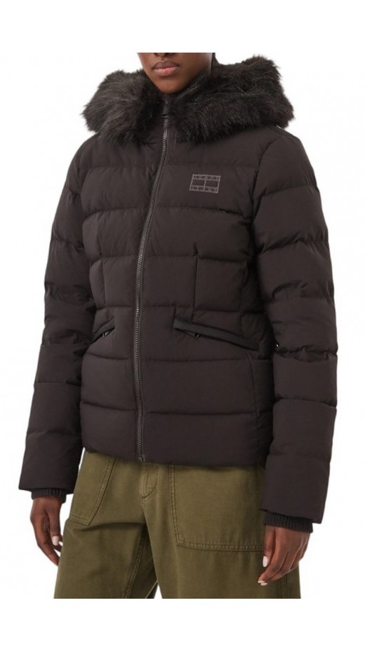 TOMMY JEANS SLIM HOOD PUFFER DOWN EXT ΜΠΟΥΦΑΝ ΓΥΝΑΙΚΕΙΟ BLACK