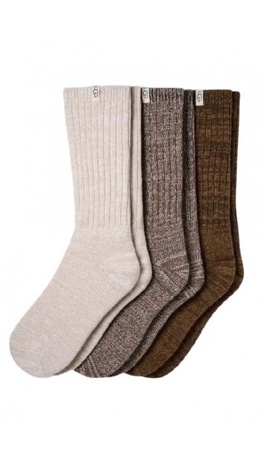 UGG RIB KNIT SLOUCHY CREW 3 PACK ΣΕΤ ΜΕΣΑΙΕΣ ΚΑΛΤΣΕΣ ΓΥΝΑΙΚΕΙΕΣ NEUTRALS