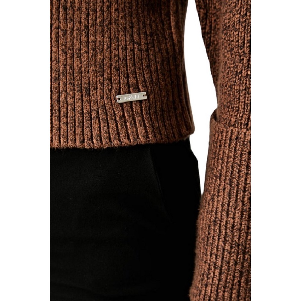 DKNY PULLOVER ΜΠΛΟΥΖΑ ΠΛΕΚΤΗ ΓΥΝΑΙΚΕΙΑ BROWN