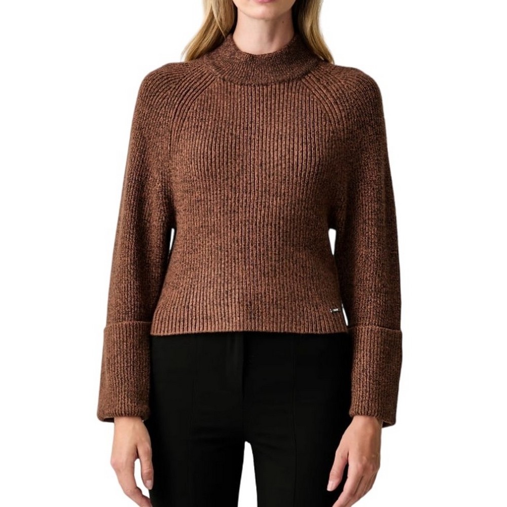 DKNY PULLOVER ΜΠΛΟΥΖΑ ΠΛΕΚΤΗ ΓΥΝΑΙΚΕΙΑ BROWN