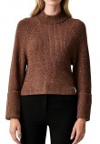 DKNY PULLOVER ΜΠΛΟΥΖΑ ΠΛΕΚΤΗ ΓΥΝΑΙΚΕΙΑ BROWN