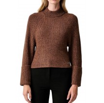 DKNY PULLOVER ΜΠΛΟΥΖΑ ΠΛΕΚΤΗ ΓΥΝΑΙΚΕΙΑ BROWN
