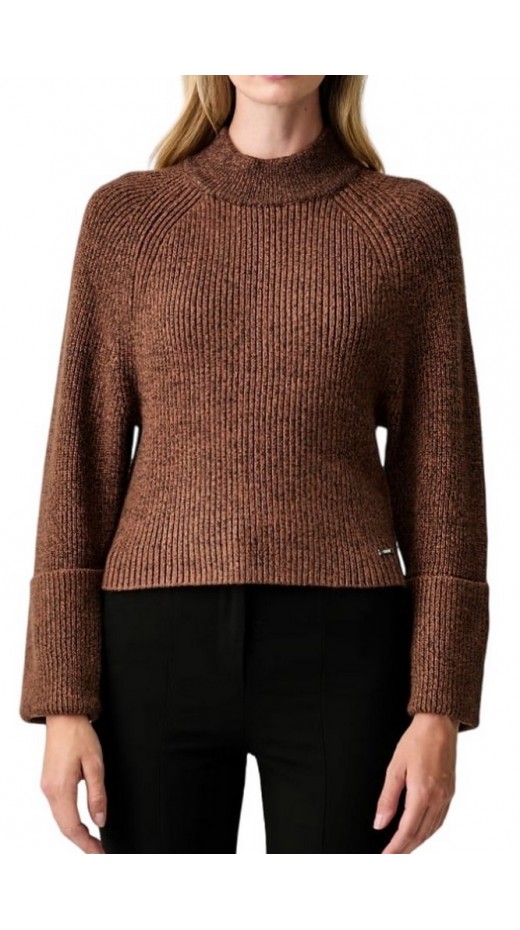 DKNY PULLOVER ΜΠΛΟΥΖΑ ΠΛΕΚΤΗ ΓΥΝΑΙΚΕΙΑ BROWN