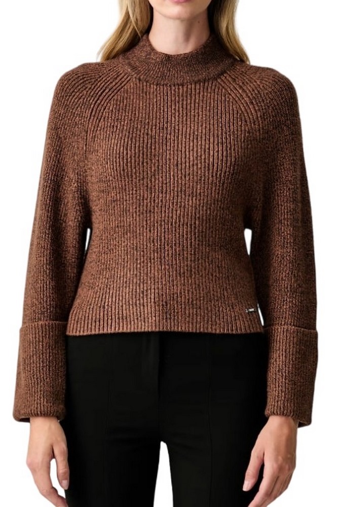 DKNY PULLOVER ΜΠΛΟΥΖΑ ΠΛΕΚΤΗ ΓΥΝΑΙΚΕΙΑ BROWN