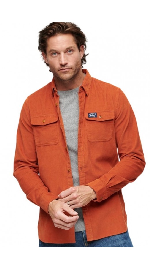 SUPERDRY D4 OVIN TRAILSMAN CORD SHIRT ΠΟΥΚΑΜΙΣΟ ΑΝΔΡΙΚΟ ORANGE