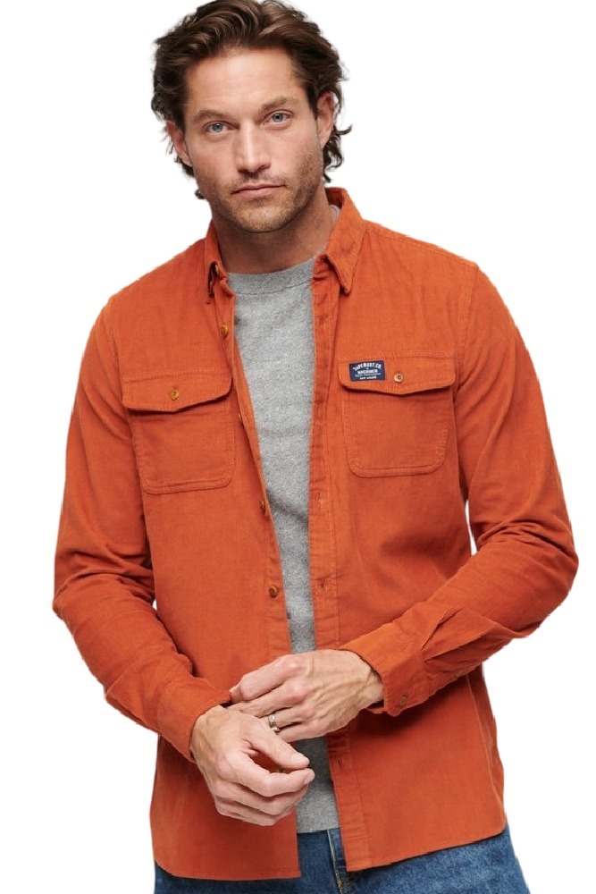 SUPERDRY D4 OVIN TRAILSMAN CORD SHIRT ΠΟΥΚΑΜΙΣΟ ΑΝΔΡΙΚΟ ORANGE