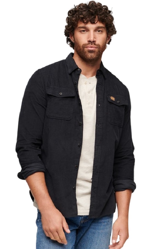 SUPERDRY D4 OVIN TRAILSMAN CORD SHIRT ΠΟΥΚΑΜΙΣΟ ΑΝΔΡΙΚΟ BLACK