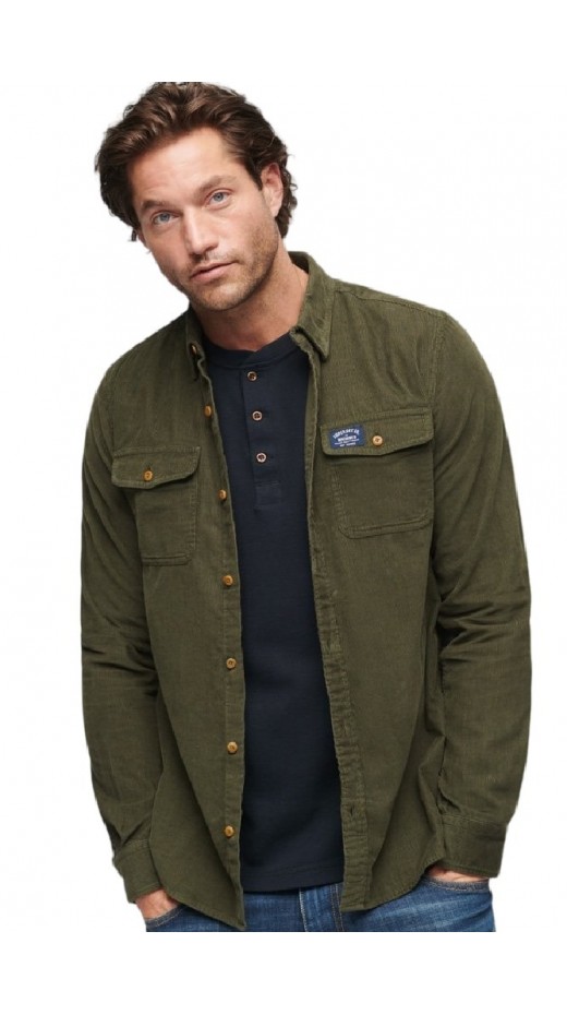 SUPERDRY D4 OVIN TRAILSMAN CORD SHIRT ΠΟΥΚΑΜΙΣΟ ΑΝΔΡΙΚΟ GREEN