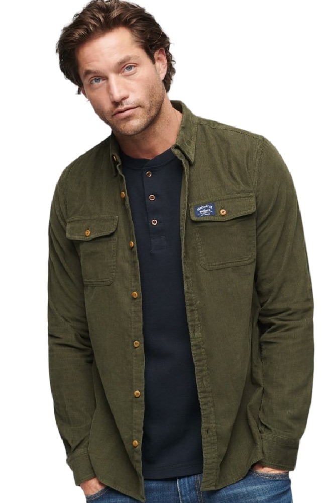 SUPERDRY D4 OVIN TRAILSMAN CORD SHIRT ΠΟΥΚΑΜΙΣΟ ΑΝΔΡΙΚΟ GREEN