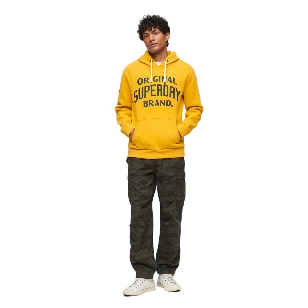 SUPERDRY D4 OVIN ATHLETIC SCRIPT GRAPHIC HOODIE ΦΟΥΤΕΡ ΑΝΔΡΙΚΟ YELLOW