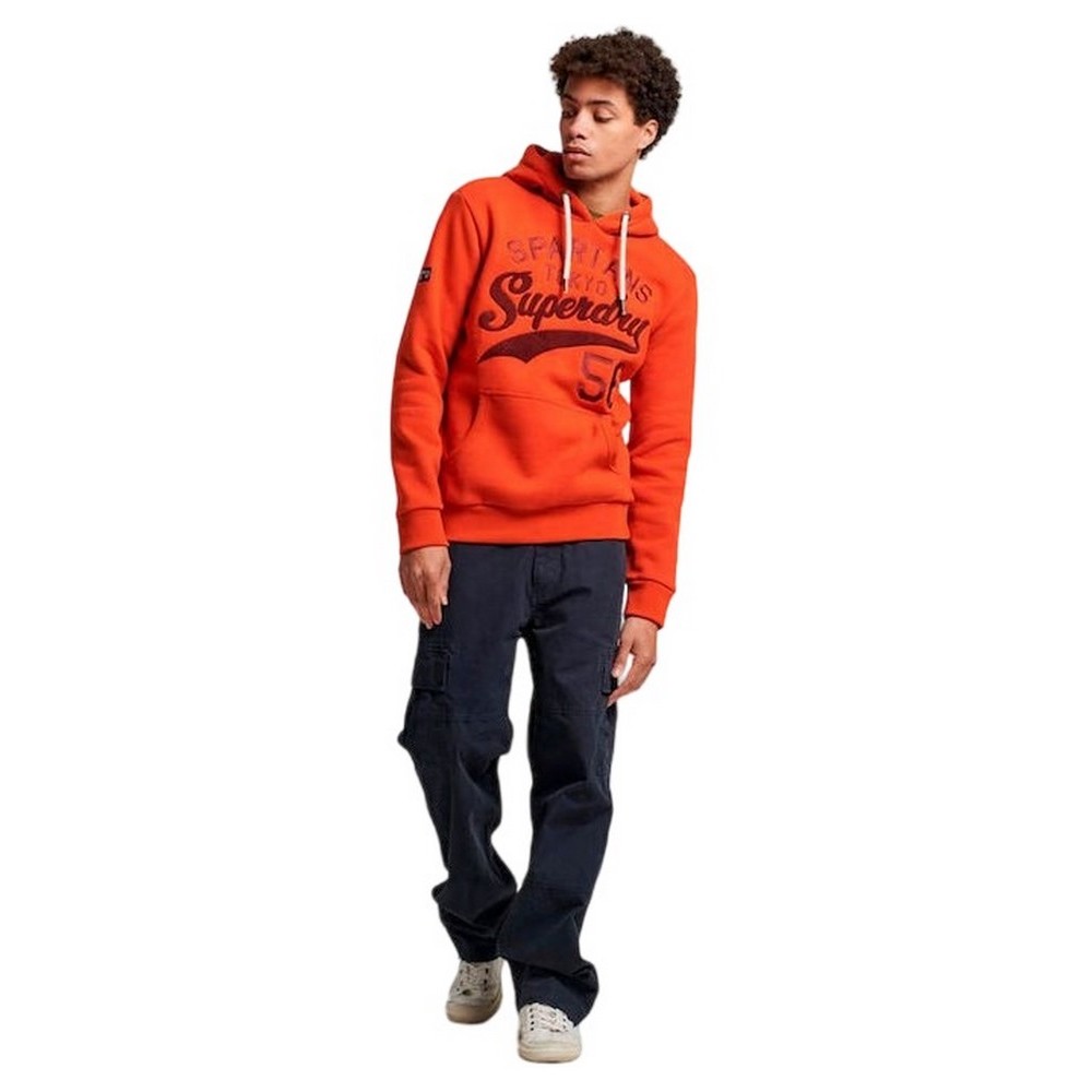 SUPERDRY D4 OVIN ATHLETIC SCRIPT GRAPHIC HOODIE ΦΟΥΤΕΡ ΑΝΔΡΙΚΟ ORANGE