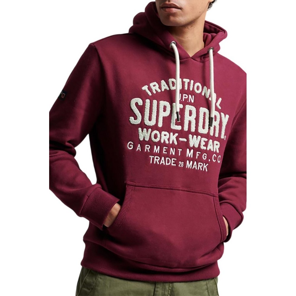 SUPERDRY D4 OVIN ATHLETIC SCRIPT GRAPHIC HOODIE ΦΟΥΤΕΡ ΑΝΔΡΙΚΟ PURPLE