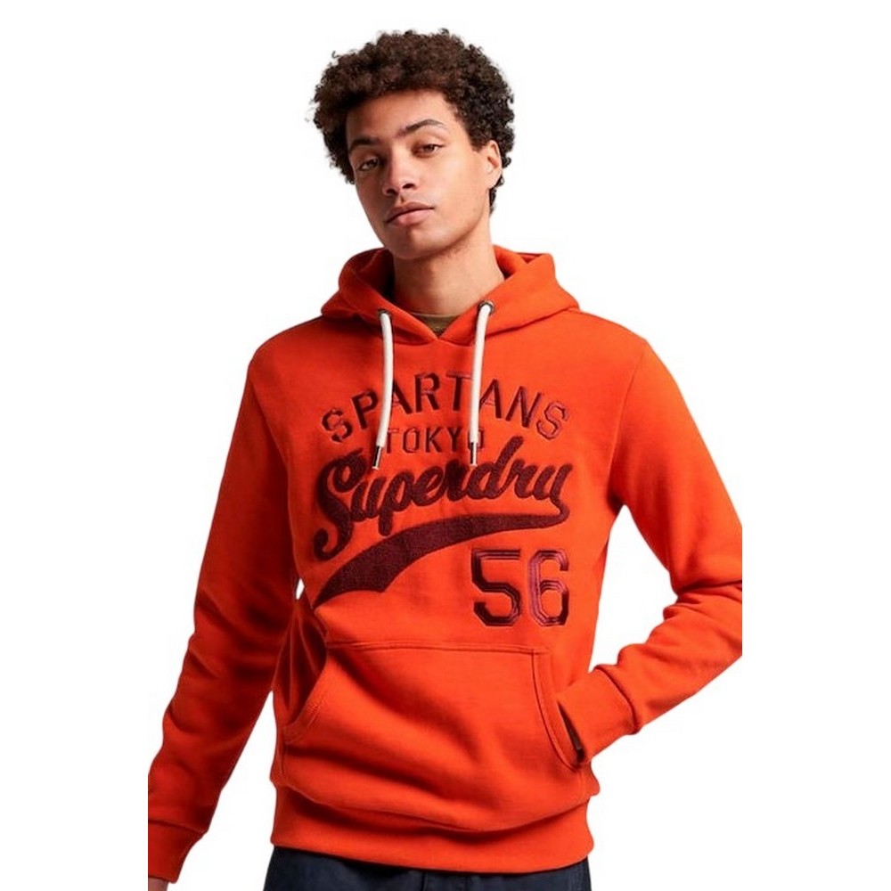 SUPERDRY D4 OVIN ATHLETIC SCRIPT GRAPHIC HOODIE ΦΟΥΤΕΡ ΑΝΔΡΙΚΟ ORANGE