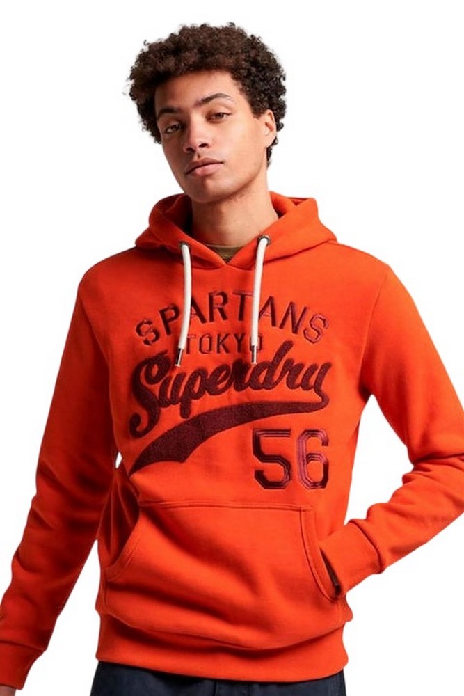 SUPERDRY D4 OVIN ATHLETIC SCRIPT GRAPHIC HOODIE ΦΟΥΤΕΡ ΑΝΔΡΙΚΟ ORANGE