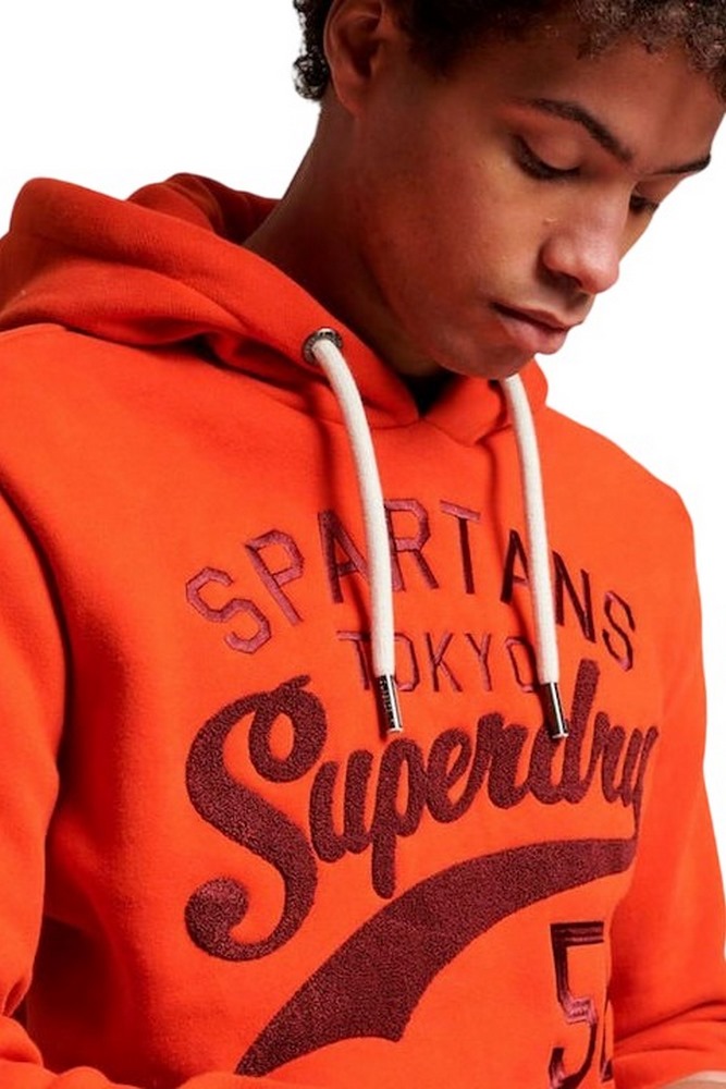 SUPERDRY D4 OVIN ATHLETIC SCRIPT GRAPHIC HOODIE ΦΟΥΤΕΡ ΑΝΔΡΙΚΟ ORANGE