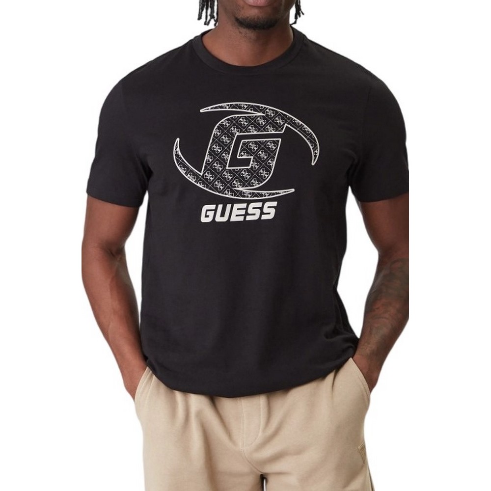 GUESS KELE CN T-SHIRT ΜΠΛΟΥΖΑ ΑΝΔΡΙΚΗ BLACK