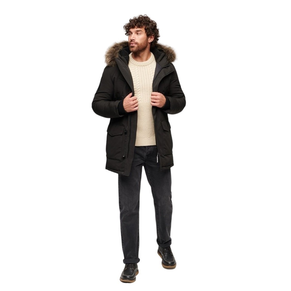 SUPERDRY EVEREST FAUX FUR HOODED PARKA ΜΠΟΥΦΑΝ ΑΝΔΡΙΚΟ BLACK