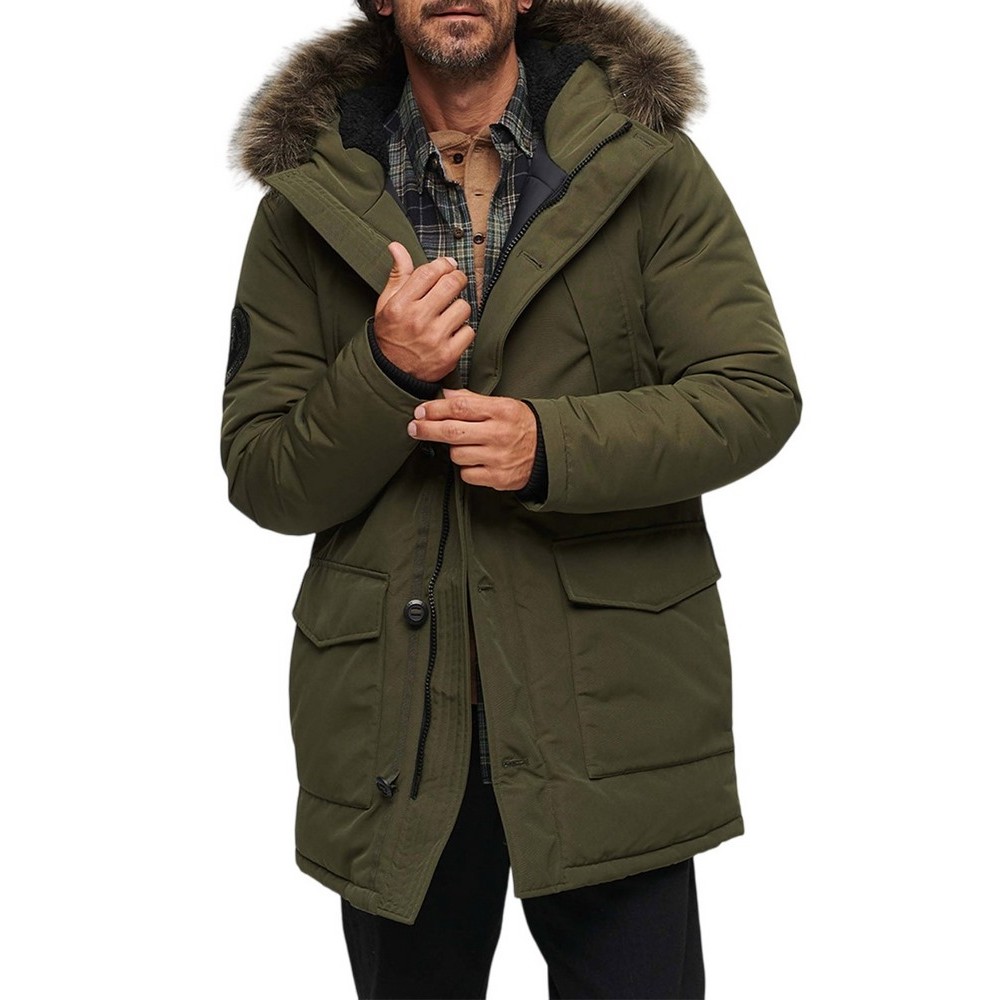 SUPERDRY EVEREST FAUX FUR HOODED PARKA ΜΠΟΥΦΑΝ ΑΝΔΡΙΚΟ OLIVE