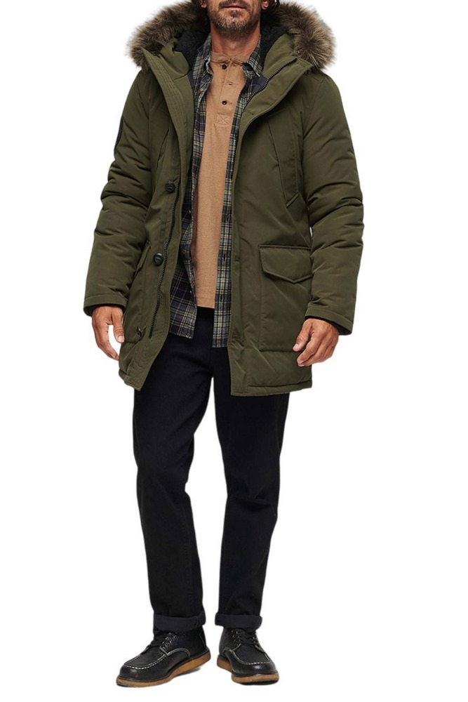 SUPERDRY D3 OVIN EVEREST FAUX FUR HOODED PARKA ΜΠΟΥΦΑΝ ΑΝΔΡΙΚΟ OLIVE