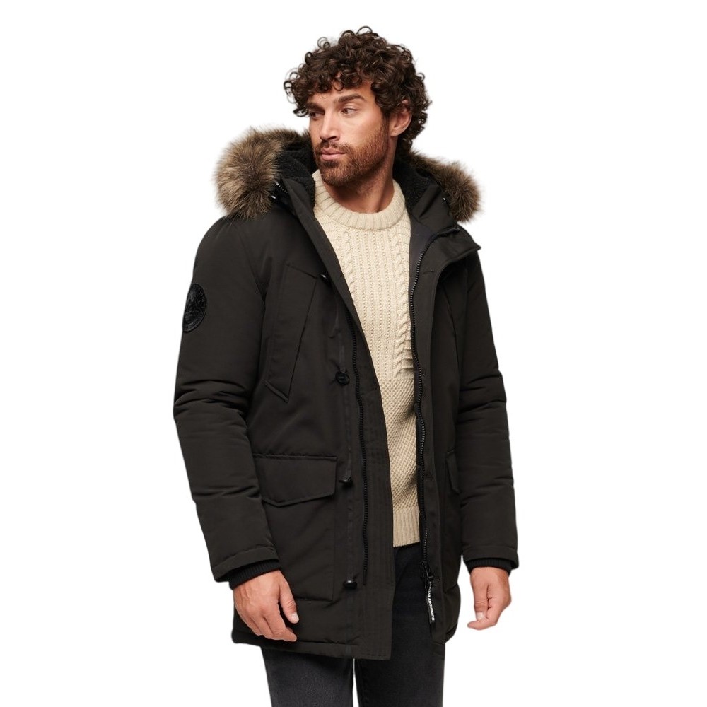 SUPERDRY EVEREST FAUX FUR HOODED PARKA ΜΠΟΥΦΑΝ ΑΝΔΡΙΚΟ BLACK