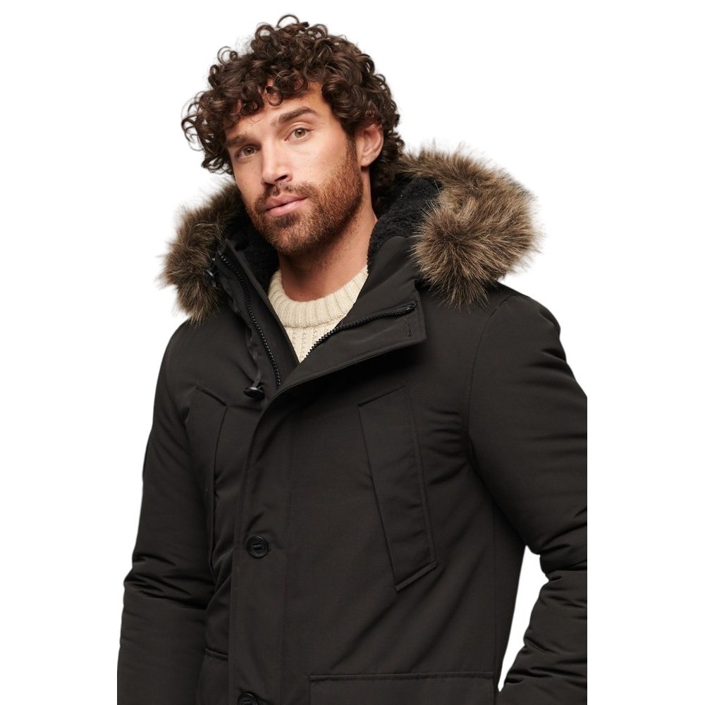 SUPERDRY EVEREST FAUX FUR HOODED PARKA ΜΠΟΥΦΑΝ ΑΝΔΡΙΚΟ BLACK