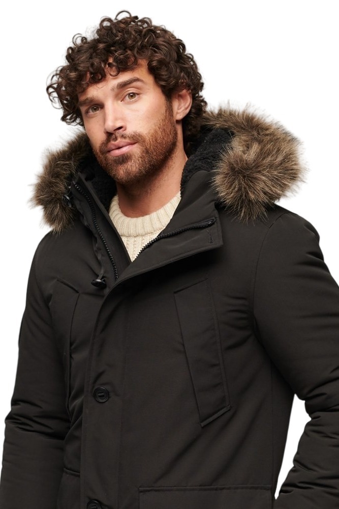 SUPERDRY D3 OVIN EVEREST FAUX FUR HOODED PARKA ΜΠΟΥΦΑΝ ΑΝΔΡΙΚΟ BLACK