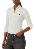 TOMMY JEANS ZIP HIGH NECK CARDIGAN EXT ΖΑΚΕΤΑ ΓΥΝΑΙΚΕΙΑ OFF WHITE