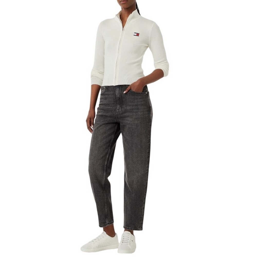 TOMMY JEANS ZIP HIGH NECK CARDIGAN EXT ΖΑΚΕΤΑ ΓΥΝΑΙΚΕΙΑ OFF WHITE