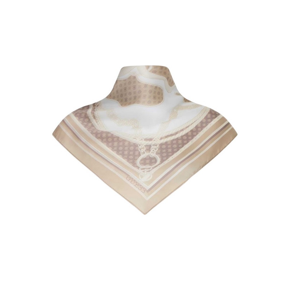 GUESS PRINTED BANDANA 70 X 70 ΑΞΕΣΟΥΑΡ ΜΑΝΤΟ ΓΥΝΑΙΚΕΙΟ TAUPE