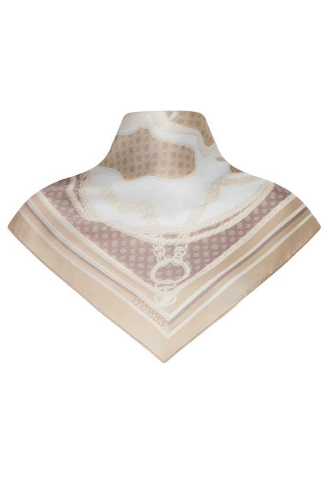 GUESS PRINTED BANDANA 70 X 70 ΑΞΕΣΟΥΑΡ ΜΑΝΤΟ ΓΥΝΑΙΚΕΙΟ TAUPE