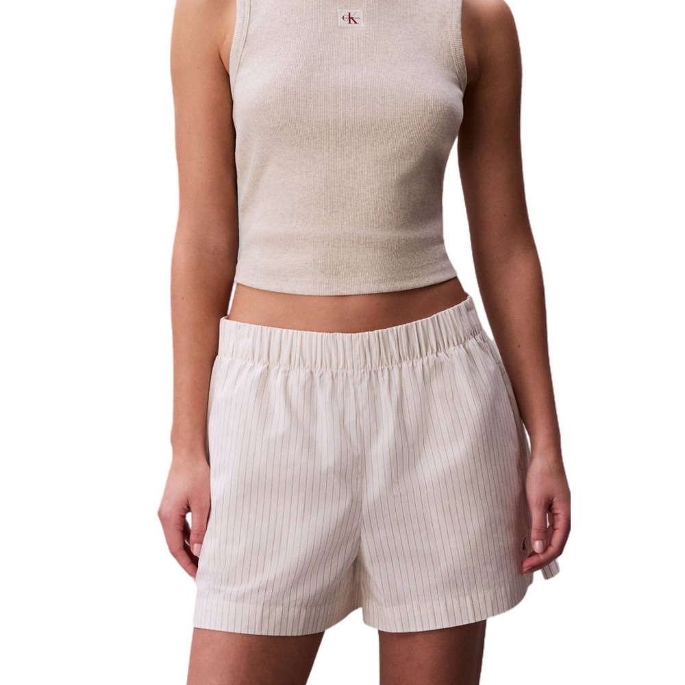 CALVIN KLEIN JEANS POPLIN CHINO SHORT YD ΒΕΡΜΟΥΔΑ ΓΥΝΑΙΚΕΙΑ OFF WHITE