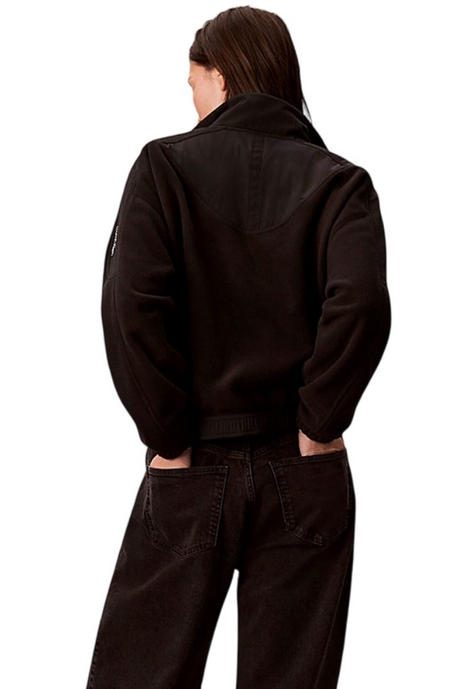CALVIN KLEIN 1/4 ZIP MIXED MEDIA POLAR FLEECE ΜΠΛΟΥΖΑ ΓΥΝΑΙΚΕΙΑ BLACK