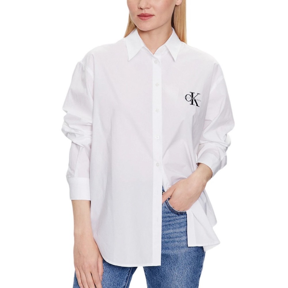 CALVIN KLEIN JEANS MONOLOGO RELAXED SHIRT ΠΟΥΚΑΜΙΣΟ ΓΥΝΑΙΚΕΙΟ WHITE