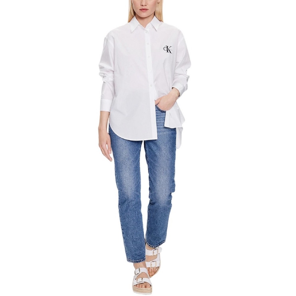 CALVIN KLEIN JEANS MONOLOGO RELAXED SHIRT ΠΟΥΚΑΜΙΣΟ ΓΥΝΑΙΚΕΙΟ WHITE