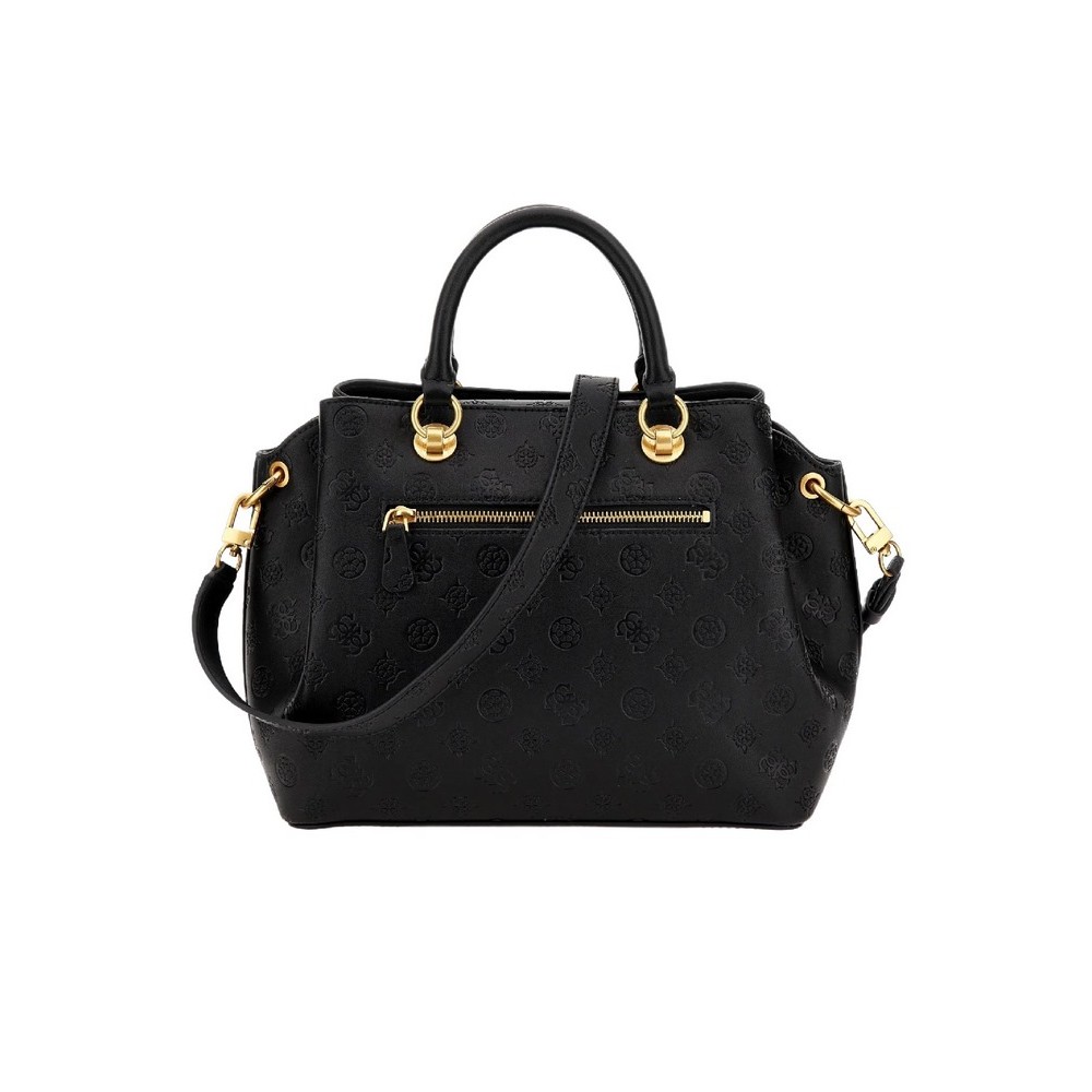 GUESS GEVA 3 COMPARTMENT SATCHEL ΤΣΑΝΤΑ ΓΥΝΑΙΚΕΙΑ BLACK