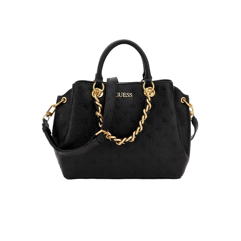 GUESS GEVA 3 COMPARTMENT SATCHEL ΤΣΑΝΤΑ ΓΥΝΑΙΚΕΙΑ BLACK