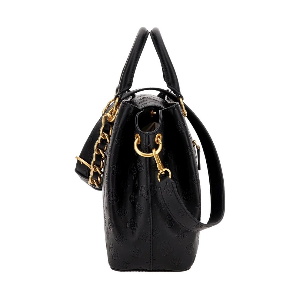GUESS GEVA 3 COMPARTMENT SATCHEL ΤΣΑΝΤΑ ΓΥΝΑΙΚΕΙΑ BLACK