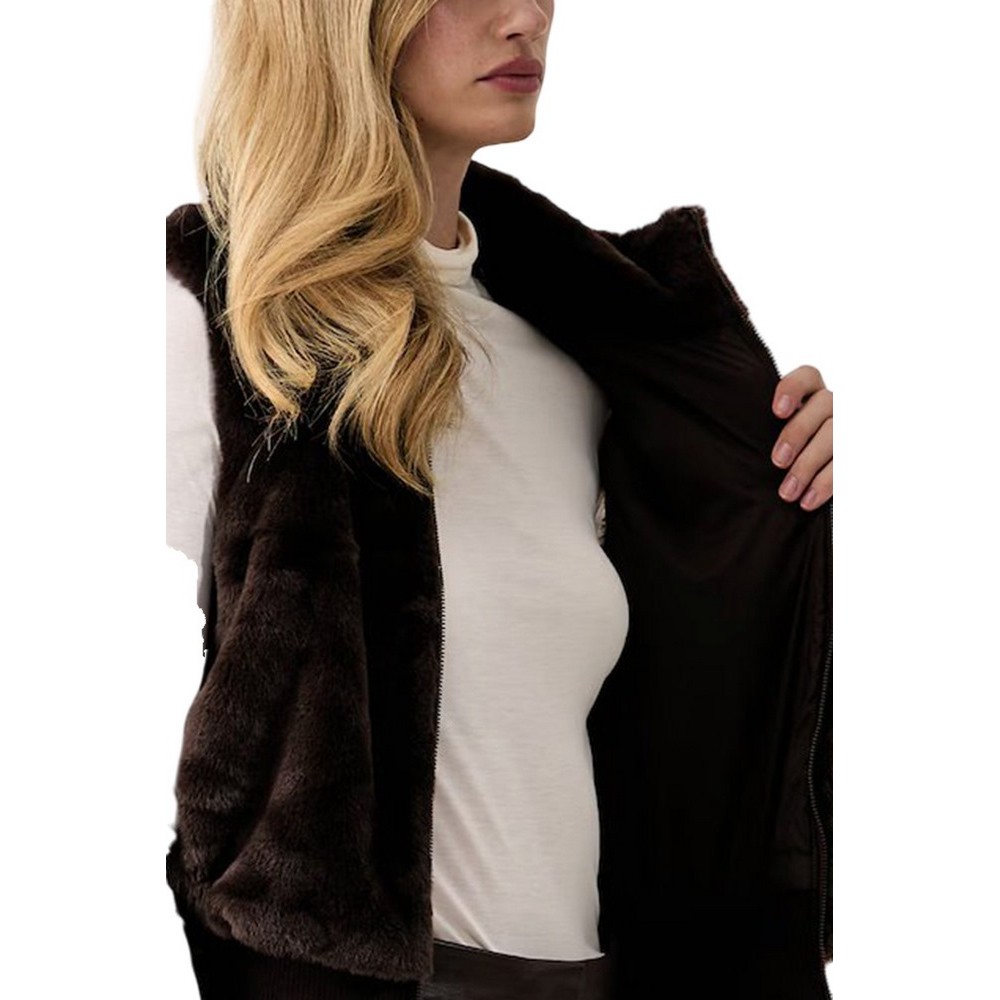 DKNY VEST ΜΠΟΥΦΑΝ ΓΙΛΕΚΟ ΓΥΝΑΙΚΕΙΟ BROWN