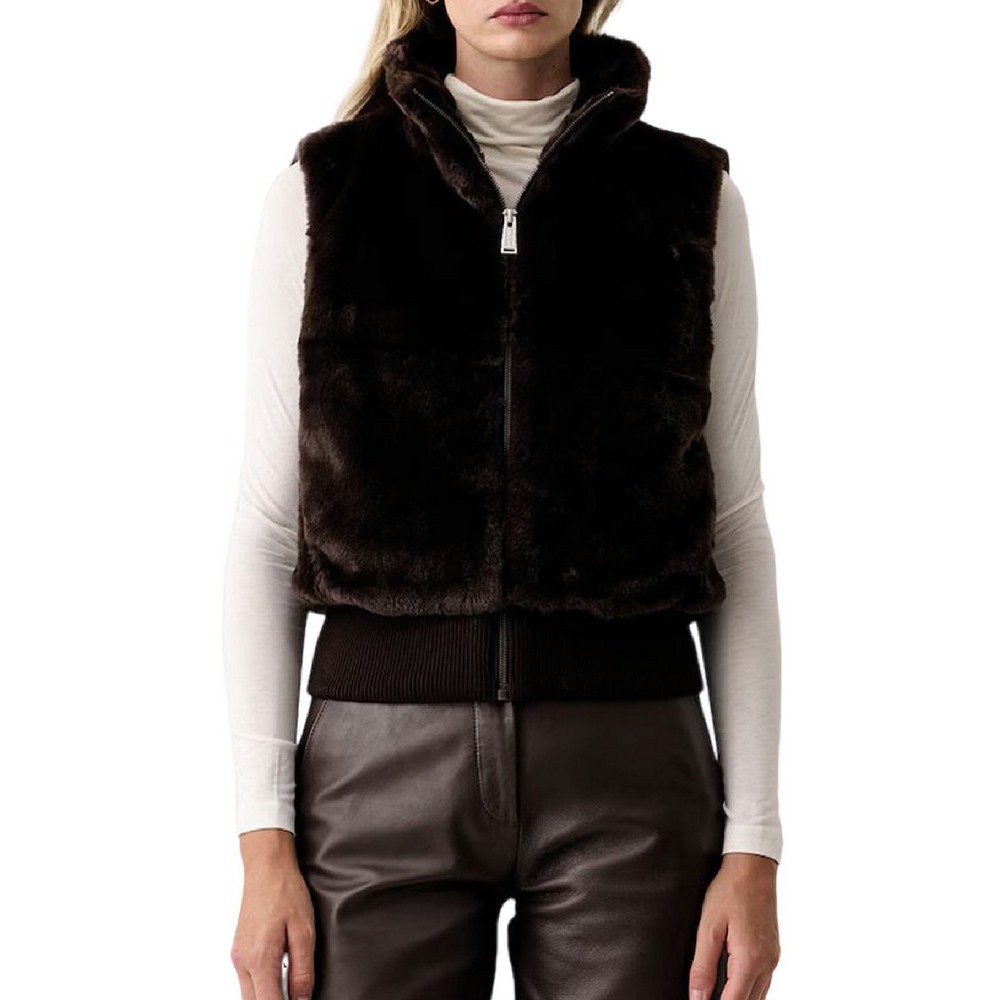 DKNY VEST ΜΠΟΥΦΑΝ ΓΙΛΕΚΟ ΓΥΝΑΙΚΕΙΟ BROWN
