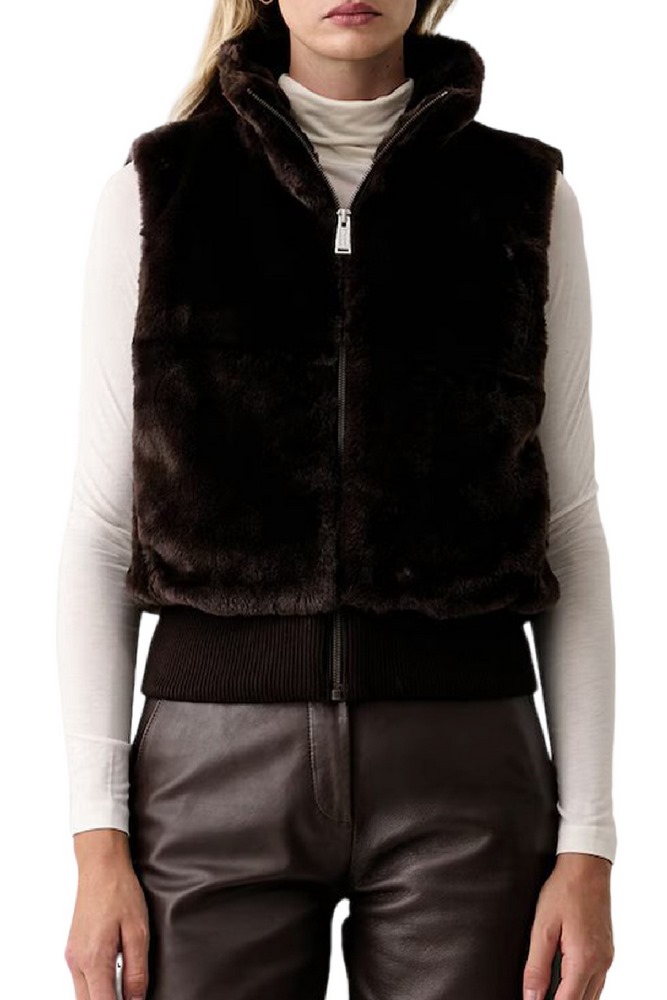 DKNY VEST ΜΠΟΥΦΑΝ ΓΙΛΕΚΟ ΓΥΝΑΙΚΕΙΟ BROWN