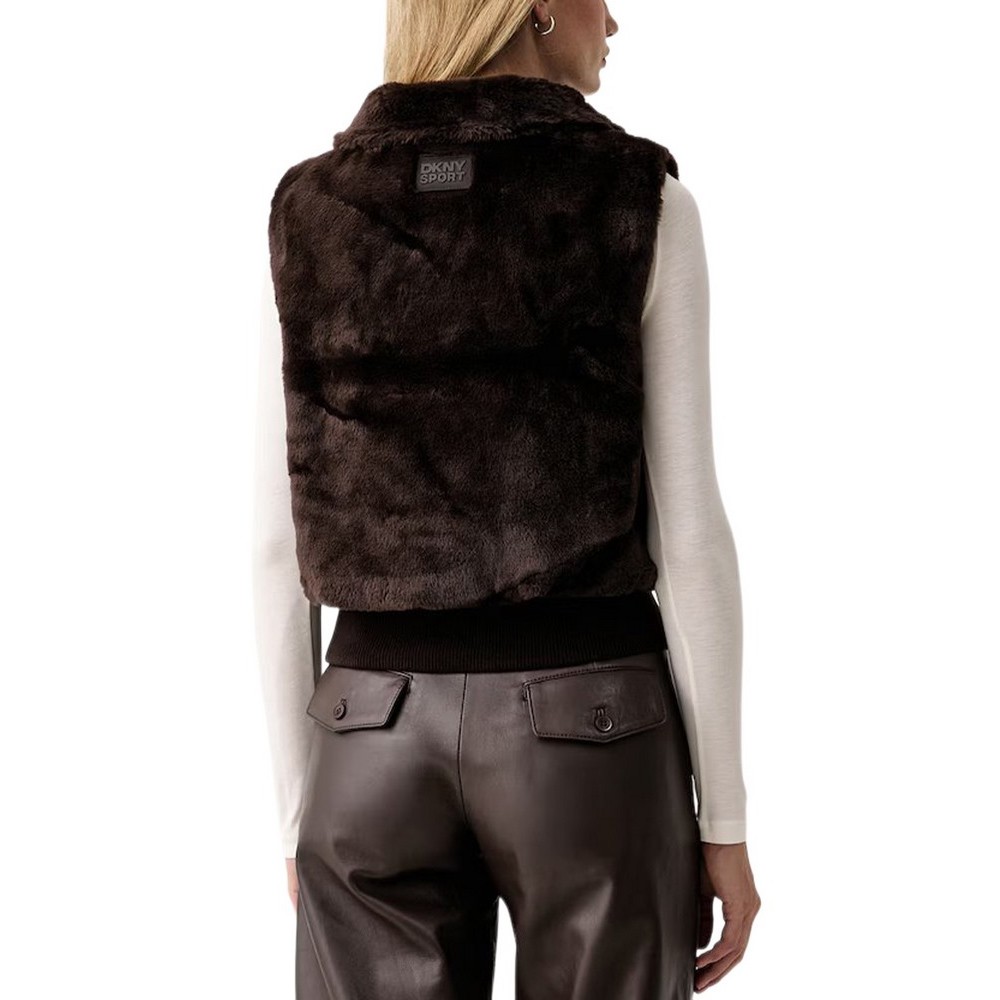 DKNY VEST ΜΠΟΥΦΑΝ ΓΙΛΕΚΟ ΓΥΝΑΙΚΕΙΟ BROWN