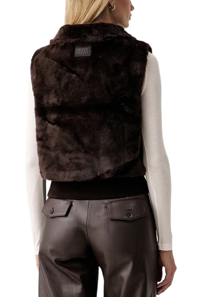 DKNY VEST ΜΠΟΥΦΑΝ ΓΙΛΕΚΟ ΓΥΝΑΙΚΕΙΟ BROWN