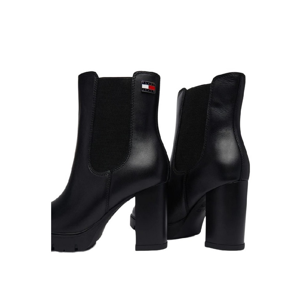 TOMMY JEANS CHELSEA HIGH HEEL BOOTS ΠΑΠΟΥΤΣΙ ΓΥΝΑΙΚΕΙΟ BLACK