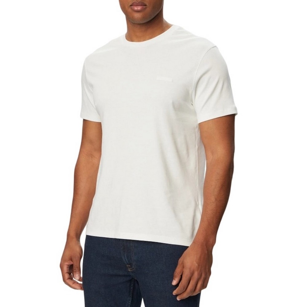 CALVIN KLEIN SLIM SUPIMA LOGO PATCH T-SHIRT ΜΠΛΟΥΖΑ ΑΝΔΡΙΚΗ BRIGHT WHITE